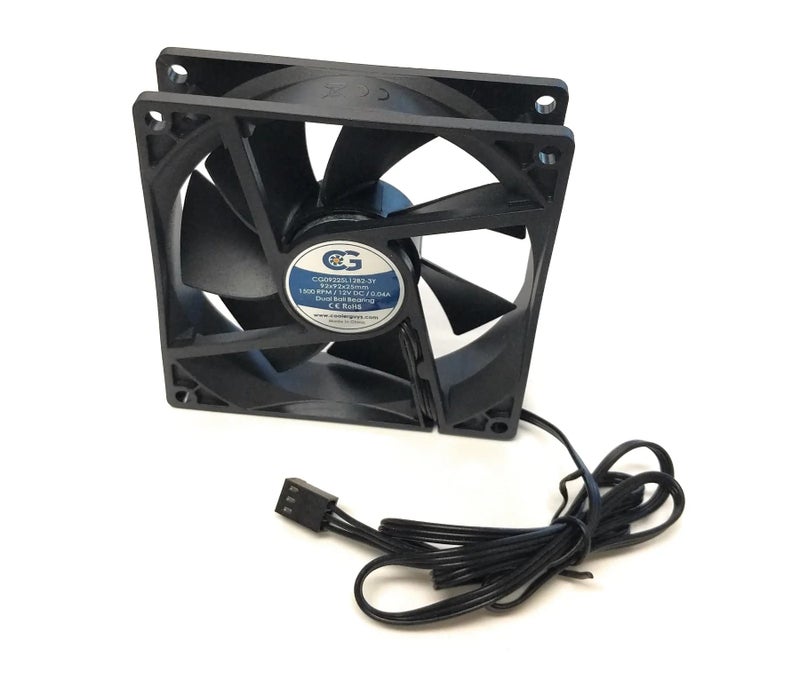 Coolerguys Dual Ball Bearing 12v 3pin Fan (92x25mm, Low Speed)